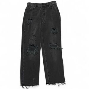 PacSun Women’s Black Jeans Size 28 Distressed High Rise Straight Leg Denim 28x25